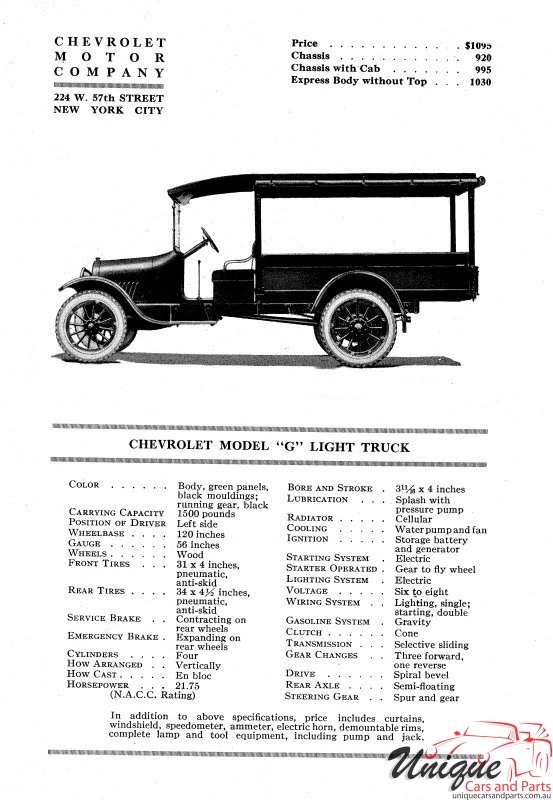 1921 Chevrolet Data Sheets Page 2
